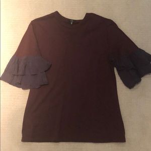 Clu burgundy ruffle sleeve tee